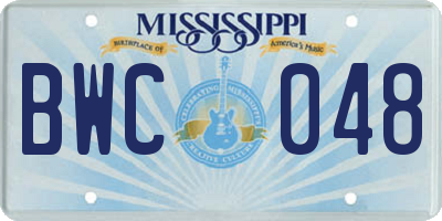 MS license plate BWC048