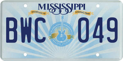 MS license plate BWC049