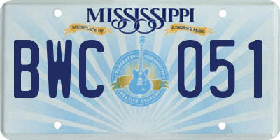 MS license plate BWC051