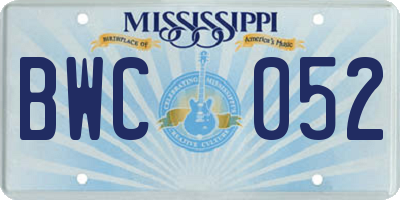 MS license plate BWC052