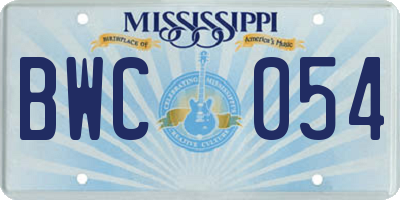 MS license plate BWC054