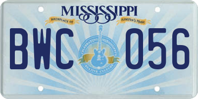 MS license plate BWC056