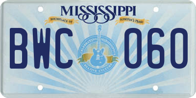 MS license plate BWC060
