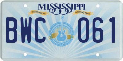 MS license plate BWC061