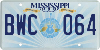 MS license plate BWC064