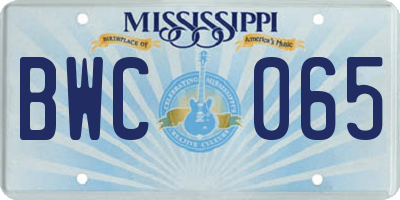 MS license plate BWC065