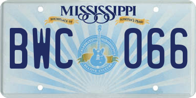 MS license plate BWC066