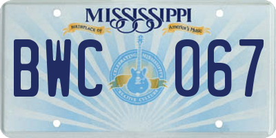 MS license plate BWC067