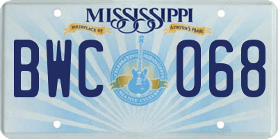 MS license plate BWC068