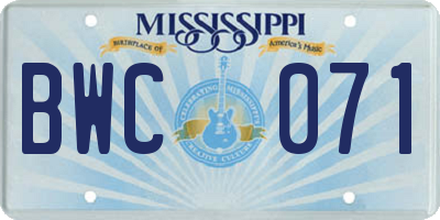MS license plate BWC071