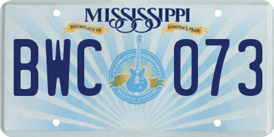 MS license plate BWC073