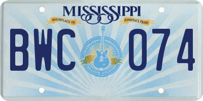MS license plate BWC074