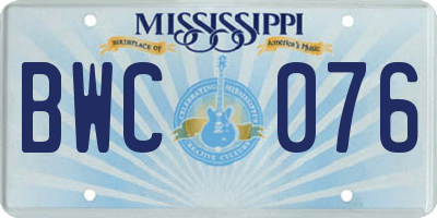 MS license plate BWC076