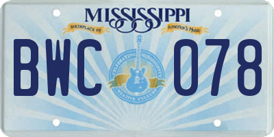 MS license plate BWC078