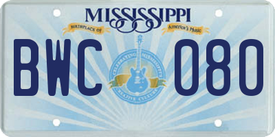 MS license plate BWC080