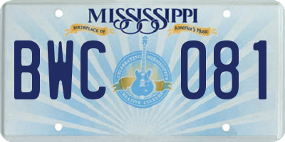 MS license plate BWC081