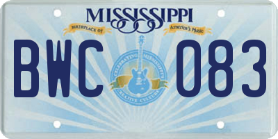 MS license plate BWC083