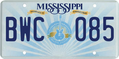MS license plate BWC085