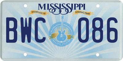 MS license plate BWC086