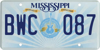MS license plate BWC087