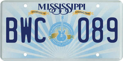 MS license plate BWC089
