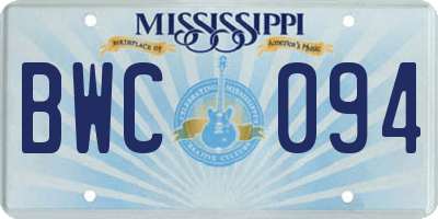 MS license plate BWC094