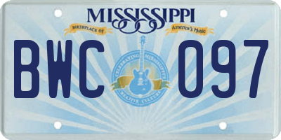 MS license plate BWC097