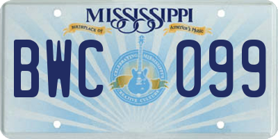 MS license plate BWC099