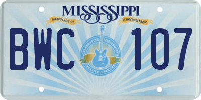 MS license plate BWC107