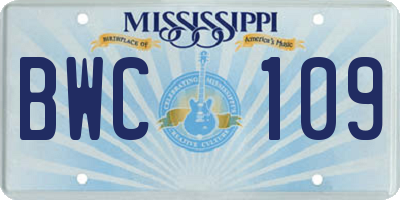 MS license plate BWC109