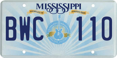 MS license plate BWC110
