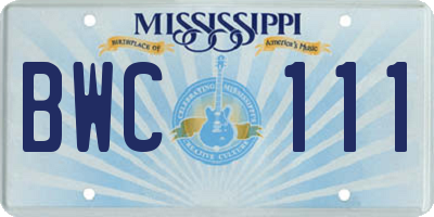 MS license plate BWC111