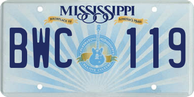 MS license plate BWC119