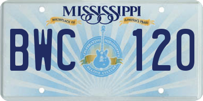 MS license plate BWC120