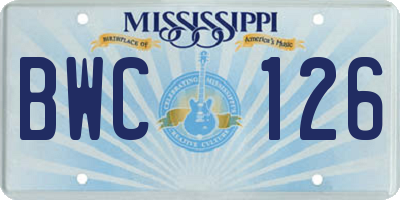MS license plate BWC126