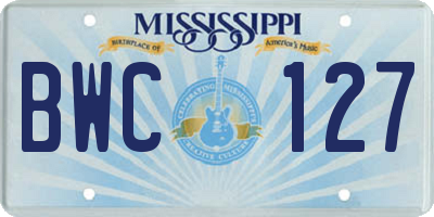 MS license plate BWC127