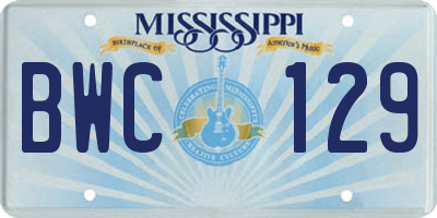MS license plate BWC129