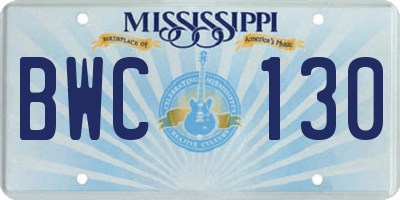 MS license plate BWC130