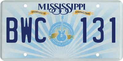MS license plate BWC131