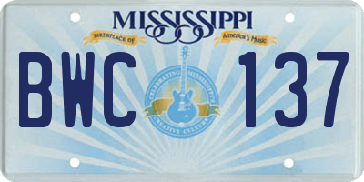 MS license plate BWC137