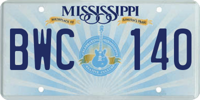 MS license plate BWC140