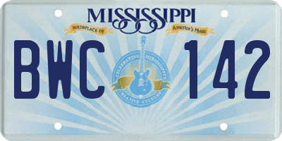 MS license plate BWC142