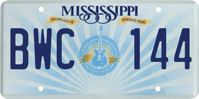 MS license plate BWC144