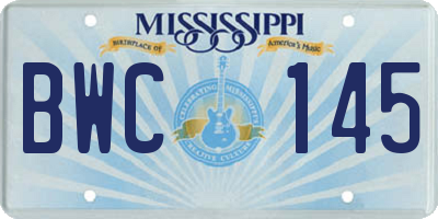 MS license plate BWC145