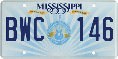 MS license plate BWC146