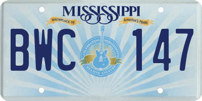 MS license plate BWC147