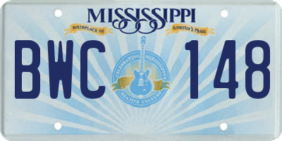 MS license plate BWC148
