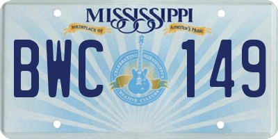 MS license plate BWC149