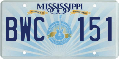 MS license plate BWC151