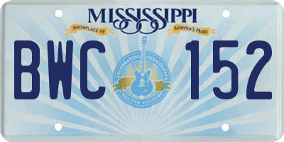 MS license plate BWC152